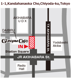 Map to find Gundam Cafe Akiba