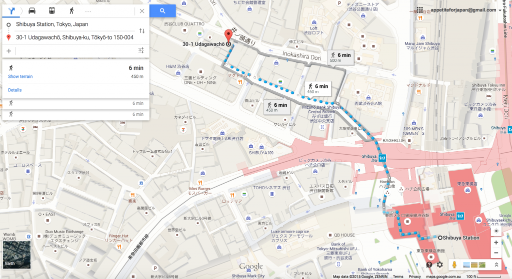 Map to find maid cafe Maidreamin Shibuya Tokyo