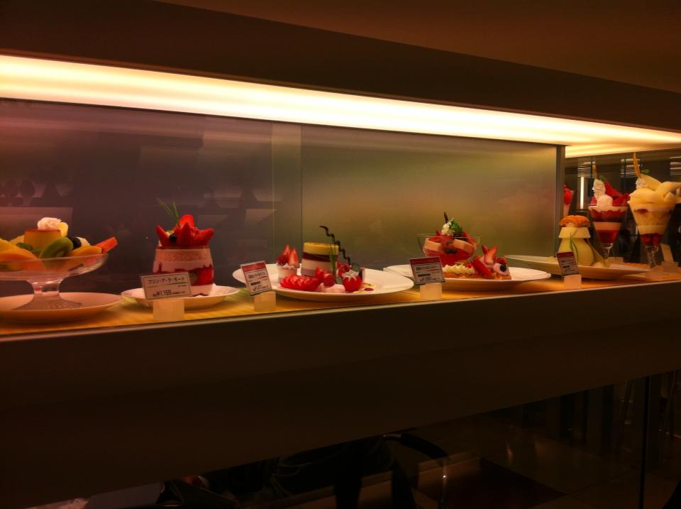 Display desserts at Takano Fruit Parlor Tokyo