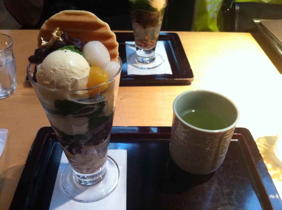 Green tea matcha parfait cafe Kogetsu Kyoto