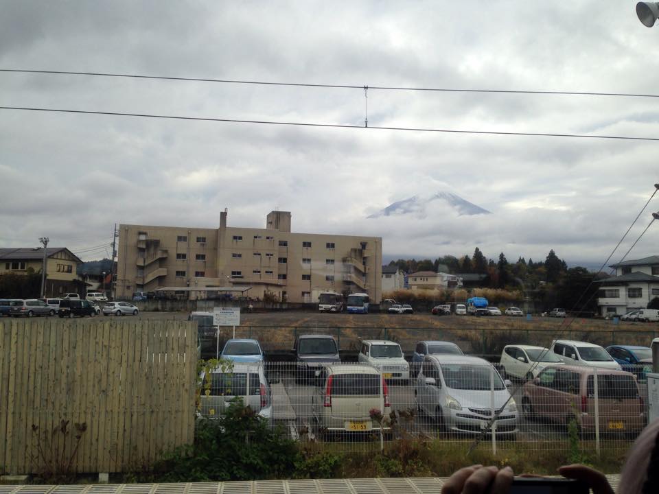 Mt Fuji behind cloulds