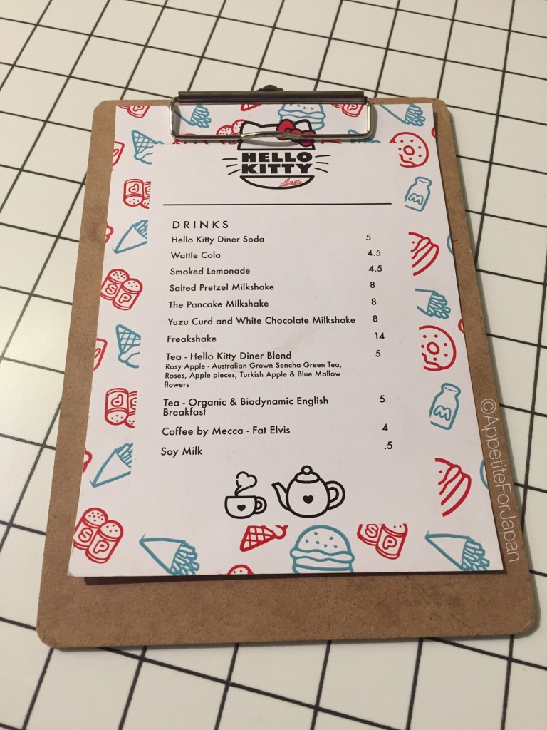 Drink Menu Hello Kitty Diner Australia