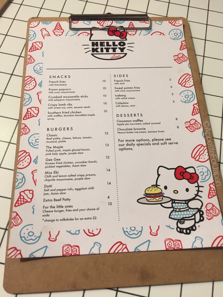 Food Menu Hello Kitty Diner Australia