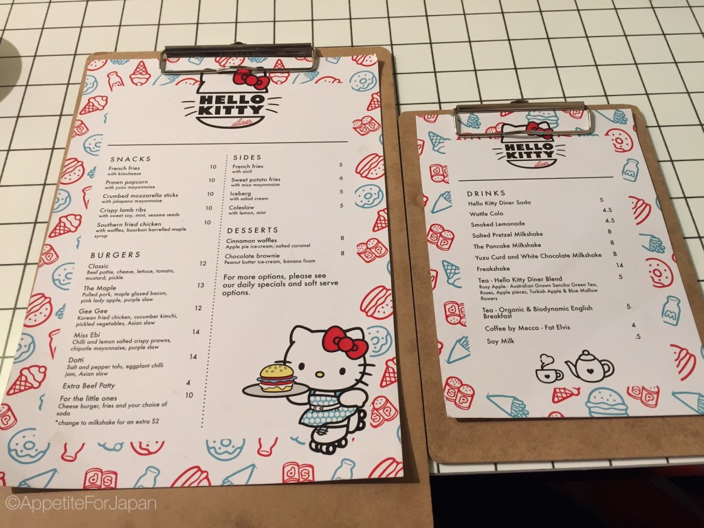 Hello Kitty Diner Australia Menu