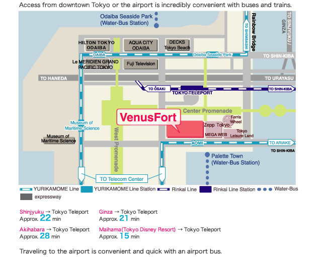 How to get to Venus Fort Odaiba